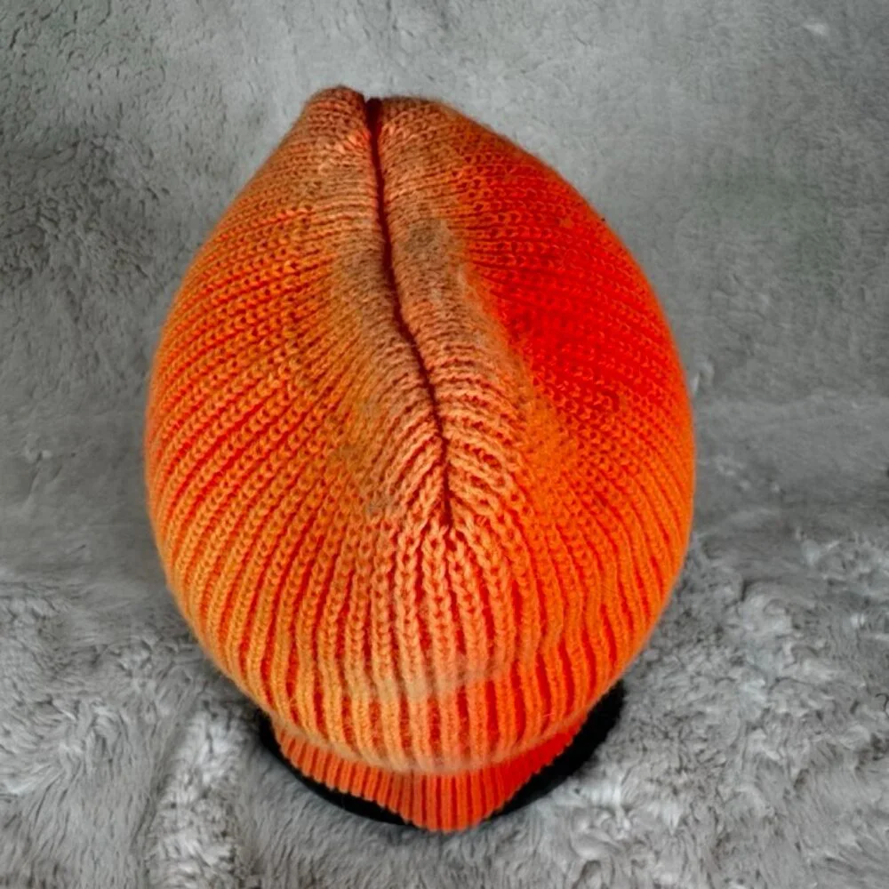 VTG Blaze Orange Knit Balaclava Beanie Hat Face Mask Mens Outdoor Winter Hunting